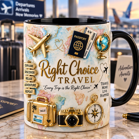 Travel theme coffee mug